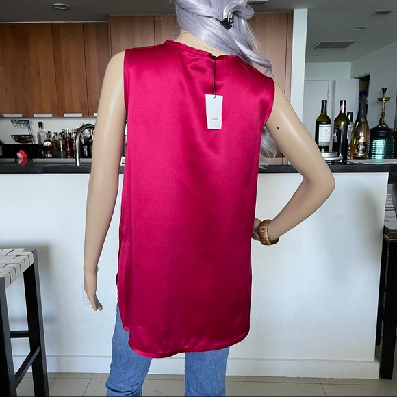 Vince. Gorgeous Fuchsia Silk High-Low Tank Top - Picture 6 of 11